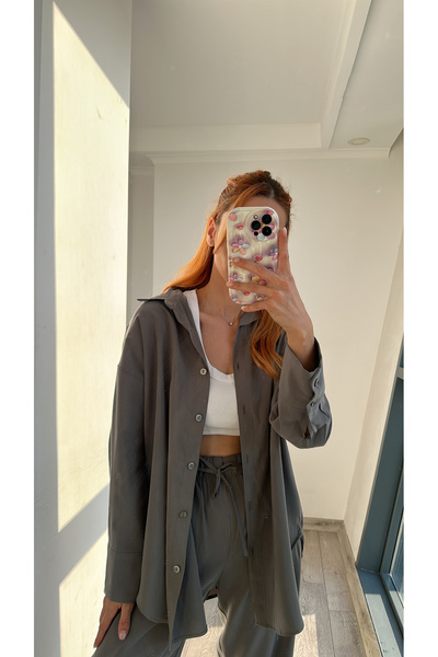 bonnline HAKİ BELİ LASTİKLİ ŞALVAR TAKIM