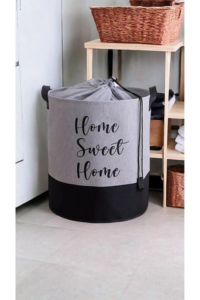 PRENDİ HOME Gray Mesh Foldable Dirty Laundry and Toy Basket Multi-Purpose Toy Storage Box 37X40