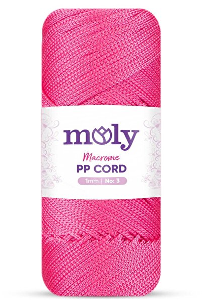 Moly PP Cord Polyester Makrome No:3 1mm 082-Fuşya Örgü İpi 100 Gram