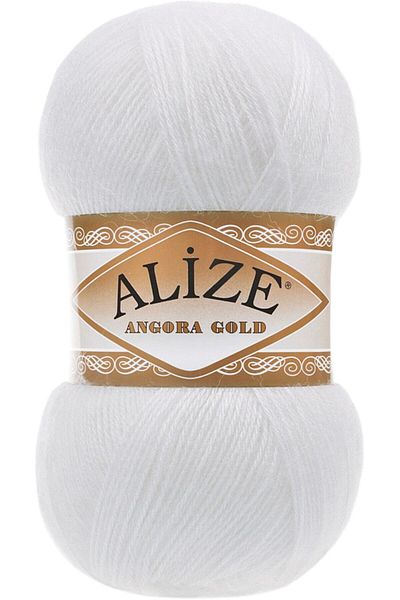 Alize Angora Gold Filament de lână pentru tricotat manual Cod de culoare: 55 (alb)