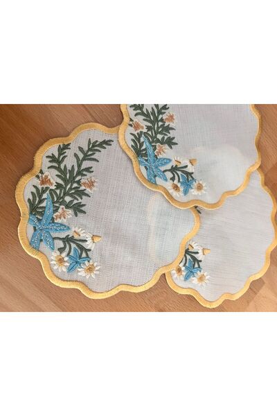 Nakışkonsept Набір коктейльних серветок з квітковим візерунком, 6 шт.