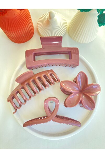 PREGIO Kadın 4’lü Büyük Boy Xl Tırmık-Kare-Lotus-Fiyonk İthal A-Kalite Mandal Toka Seti