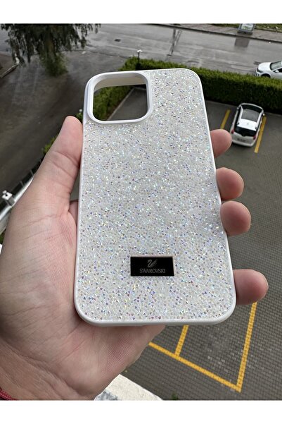 İphone 14promax uyumlu Taşlı Beyaz Kılıf