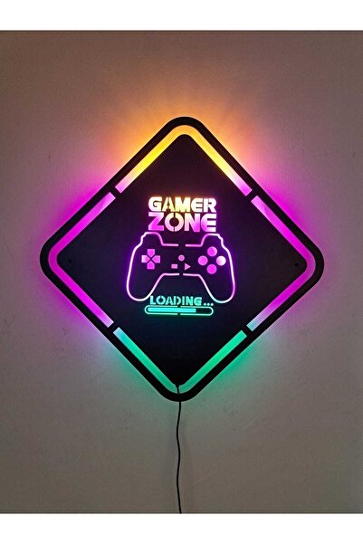 Led Wood Art Design Gamer Zone Ledli Tablo (Talebe Göre 2 METRE KABLO)