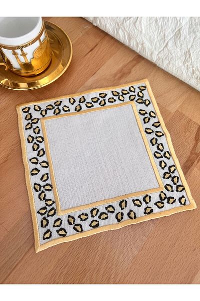 Nakışkonsept 1 Piece Leopard Patterned Cocktail Napkin