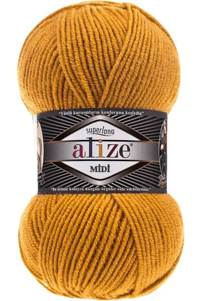 Alize Superlana Midi Knit - Λεπτομέρεια από νήματα χεριών και μαλλί, Κωδικός χρώματος: 02-Safran
