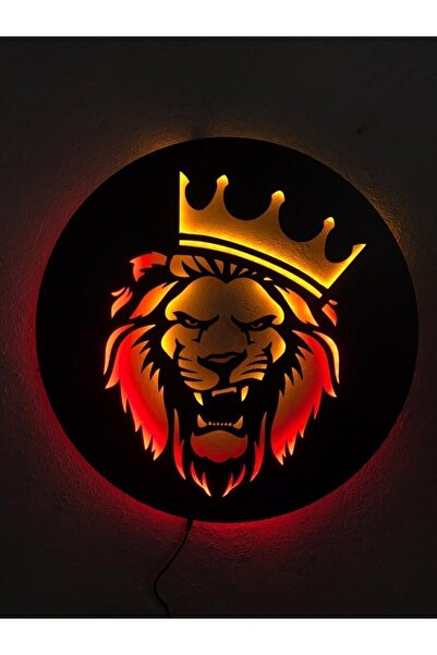 Genel Markalar Ahşap Led Işıklı Aslan Duvar Tablosu, şık ve doğal dekor seçeneği