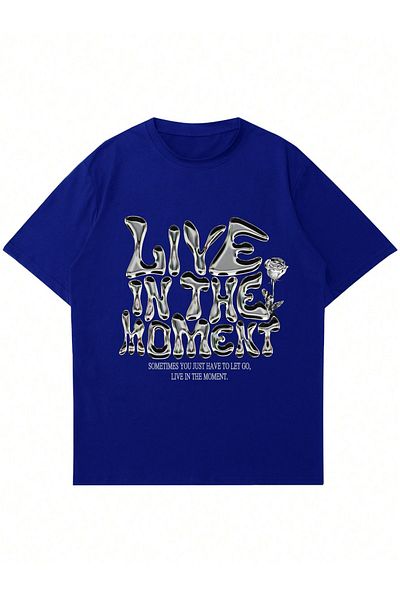 Mad&Calf Μπλουζάκι Unisex Live In The Moment με στάμπα Oversize
