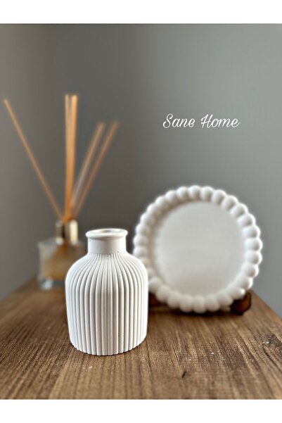 Sane Home Set de vaze cu farfurii albe cu dungi nordice