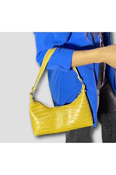 YMZBAG Geanta de dama galbena crocodil mat - cu inel