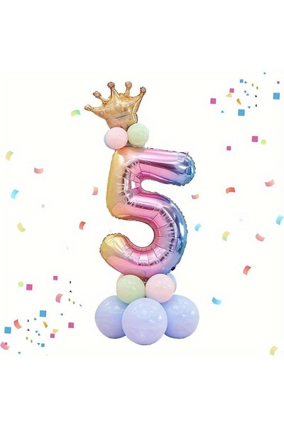 Mini Parti متجر الحفلات الصغيرة - رقم رقائق ملون على شكل تاج الملك