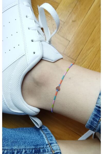 Bella Sera Studio Miyuki Boncuk Hematit Kalp Detaylı Renkli Halhal