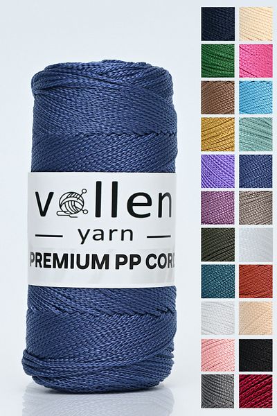 vollen yarn 1,5 mm-150 mt frânghie din poliester macrame, frânghie de încărcare, frânghie pentru geantă, frânghie pentru brățară, macrame, albastru denim