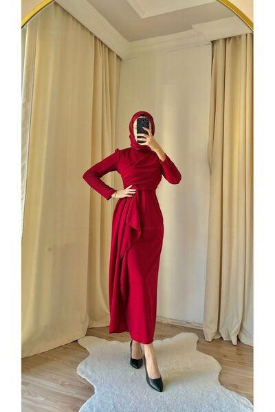 ZÜBİŞ BUTİK Nalan eteği fırfırlı tesettür elbise