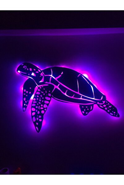 Caretta Caretta Led Işıklı Tablo Ahşap 60x40cm