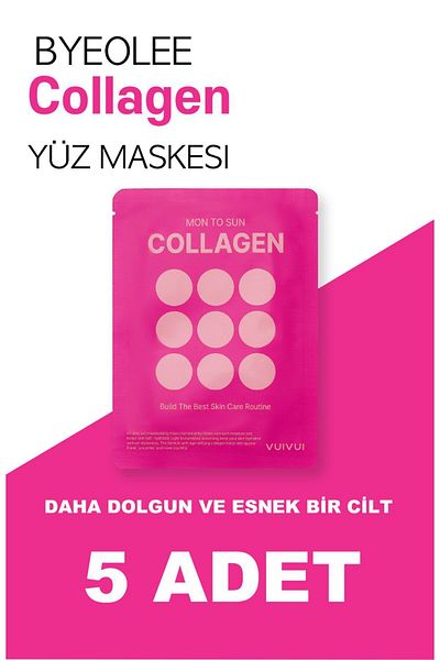 byeolee 5 Pieces Korean Face Mask Reducing Wrinkles and Fine Lines with Collagen Content 25ml