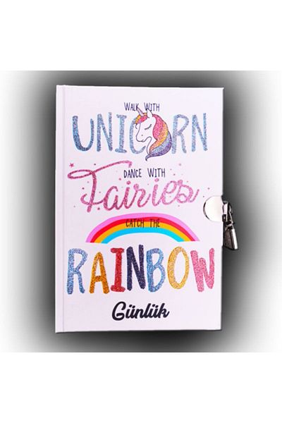 ÇINAR DEFTER Unicorn Rainbow Çınar Uni Locked Diary and Commemorative Book