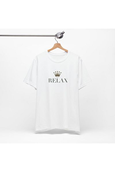LUXORD Unisex Relax Printed Humor White Basic Tshirt