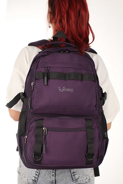 YOUNG 51542 Model School Bag - Backpack, Water Resistant, Purple with Laptop Compartment
