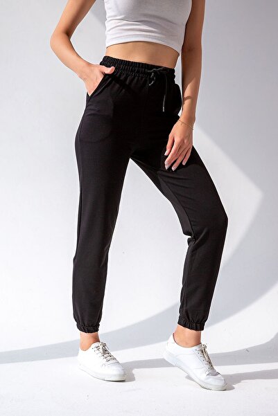 yg ydn giyim بنطال رياضي أسود عالي الخصر للنساء