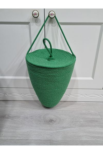 ÖRGÜM Green Organizer Basket with Closed Bag Holder - 30x20 Cm
