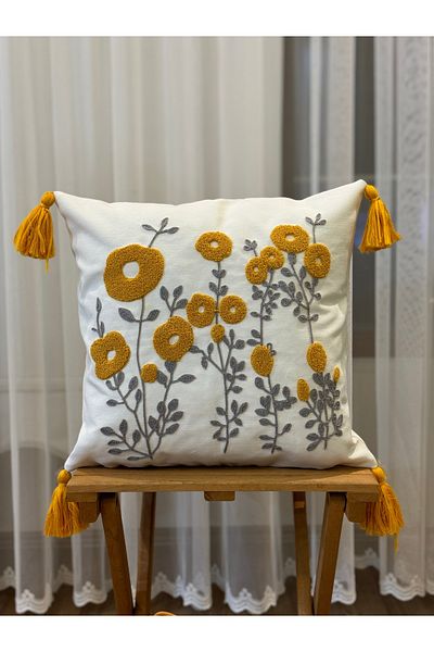 BUGİ HOME COLLECTİON Single Punch Embroidered Embroidered Poncho - Decorative Case