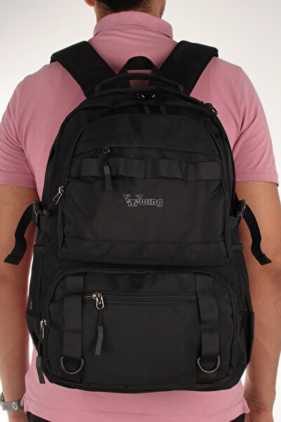 YOUNG 51542 Model Water Resistant Black School Bag - with Laptop Compartment