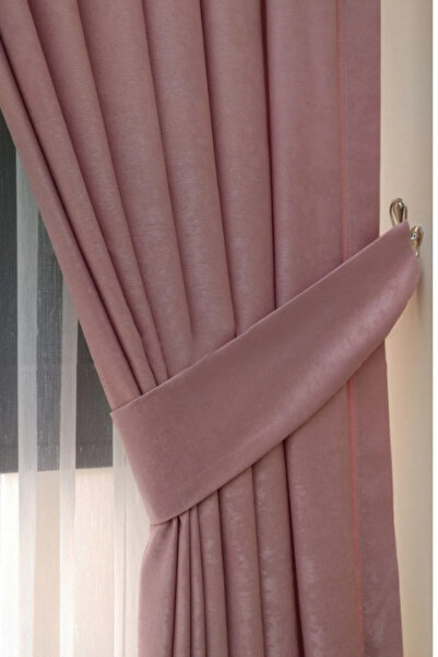 Özgün Home Soft Kumaş Fon Perde Sık Pileli Pudra Rengi Perde