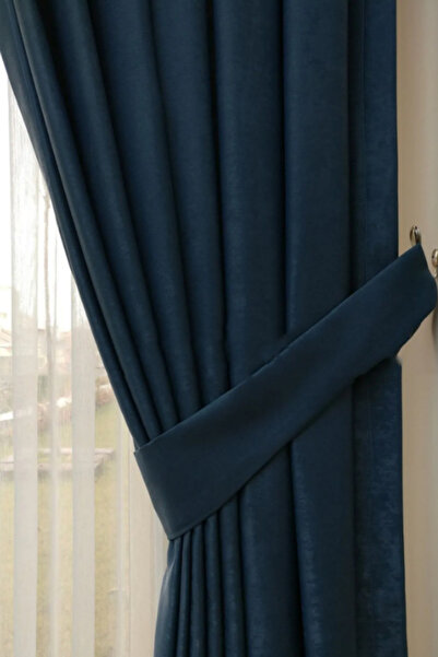 Özgün Home Soft Kumaş Fon Perde Sık Pileli İndigo Perde