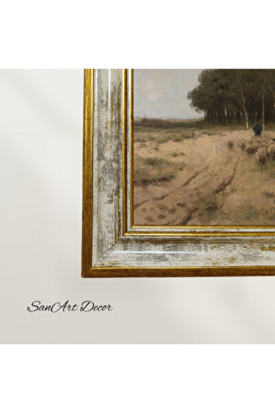 Sanart Vintage Painting with Frame, Oil Painting, Framed Painting, Artistic Decor, Landscape Painting