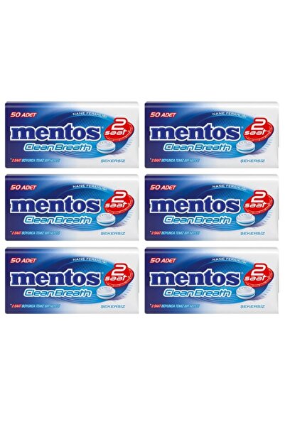 Mentos Clean Breath Teneke Kutu 2 Saat Nane Aromalı 35 gr x 6 Adet