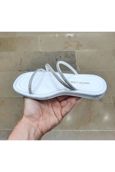 WHİTE LİNE Women's Fuspeted Soft Sole Non-Slip Stone Slippers