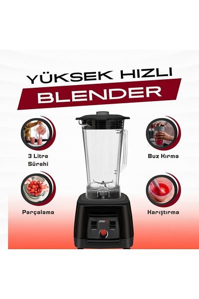 OMAKE Black Bar Blender - 2200 Watt Ice Crusher - 3 Liters
