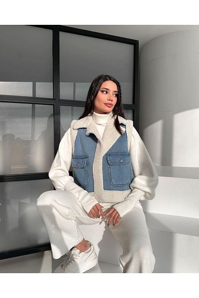 Bak'ap Oversize Biker Vest - Premium Leather and Fur Inside