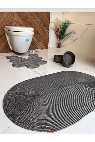 eftlyhome طقم سجادة حمام مكون من 4 قطع - مقاس 60x65 و80x120، سلة للهدايا ووعا...