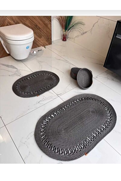 eftlyhome طقم سجادة حمام مكون من 4 قطع - 40x60-50x80 سجادة من الخيزران الجوت،...