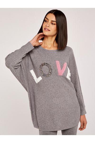 Apricot Pailletten-Pullover Love