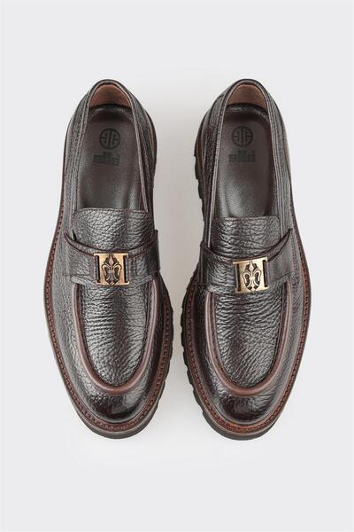 Elle Shoes Kahve Deri Erkek Klasik Loafer