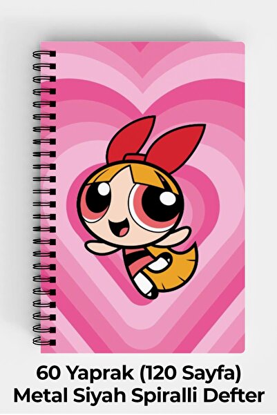 Anime Marketi Powerpuff Girls Blossom Temalı A5 Spiralli Sert Kapak Defter 12...