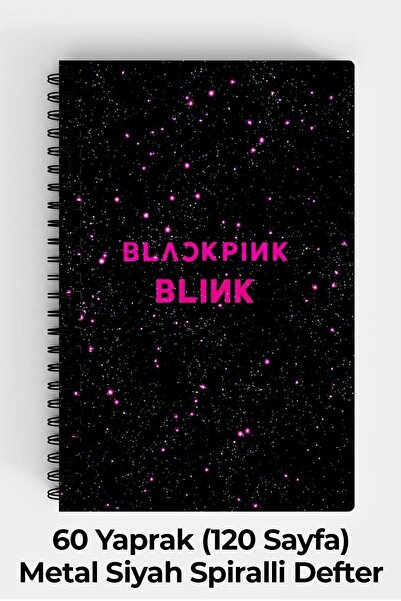 Anime Marketi Blackpink Tasarımlı A5 Spiralli Sert Kapak Defter 120 Sayfa