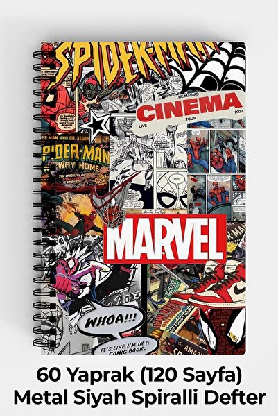 Anime Marketi Retro Süper Kahramanlar Tasarımlı A5 Spiralli Sert Kapak Defter...