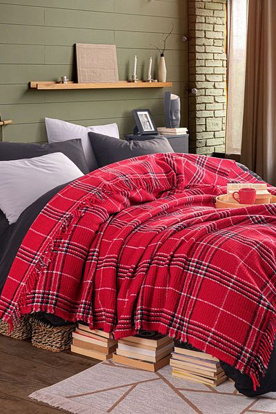 Eponj Home Red Blanket Cotton Double Warm Soft