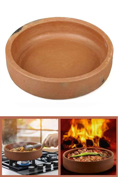 HerşeyTopraktan Toprak El Yapımı Güveç Orta Boy Derin Saç Tava 35 Cm 10 Kişilik