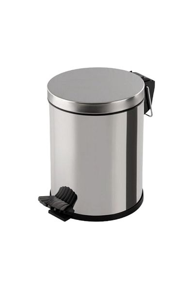 MCK Plus 5 Liter Chrome Metal Stainless Dustbin Garbage Box Pedal Shock Absorber Lid