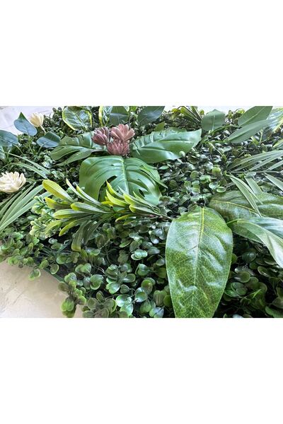 VEAL STORE Yapay Çiçek Duvar Kaplama 60'40 Cm Panel Şimşir Dik Duvar Uygulama Çim Dikey Bahçe 1.Kalite