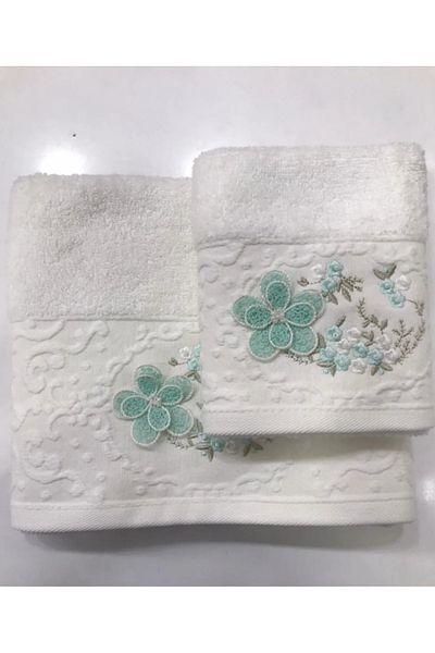 Fiesta Home Τρισδιάστατη Κεντημένη Κρέμα Μαργαρίτας Bamboo Fiesta Πετσέτα - Κορίτσι 50X90 (6 Τεμάχια) 30X50 (6 Τεμάχια)