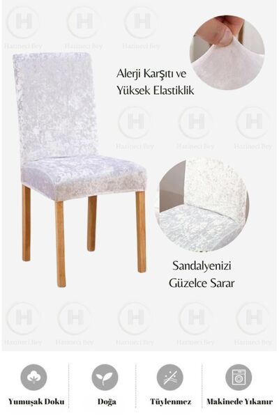 Hazineci Bey Kadife Sandalye Kılıfı Yıkanabilir İpek Esnek Ve Lastikli Sandalye Örtüsü