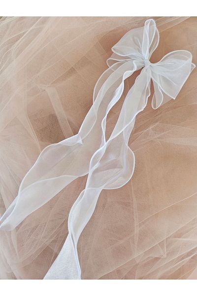 fluffydreams Fluffy Dreams Panglică cu fundă din organza albă Cataramă automată