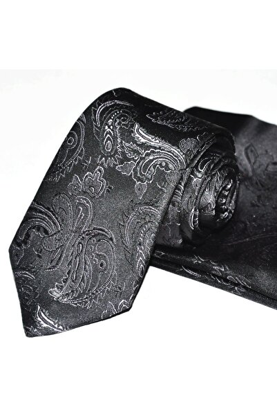 Eyida El Yapımı Kravat & Mendil Set  Jakar Şal Desen Mikrofiber Kravat Mendil...