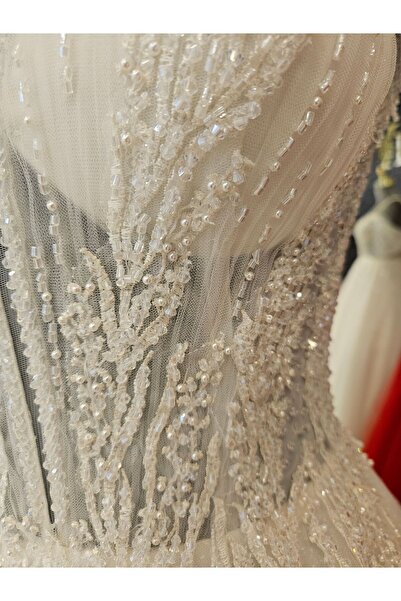 BY SD MY DREAM Kol detaylı işlemeli piliseli A kesim gelinlik